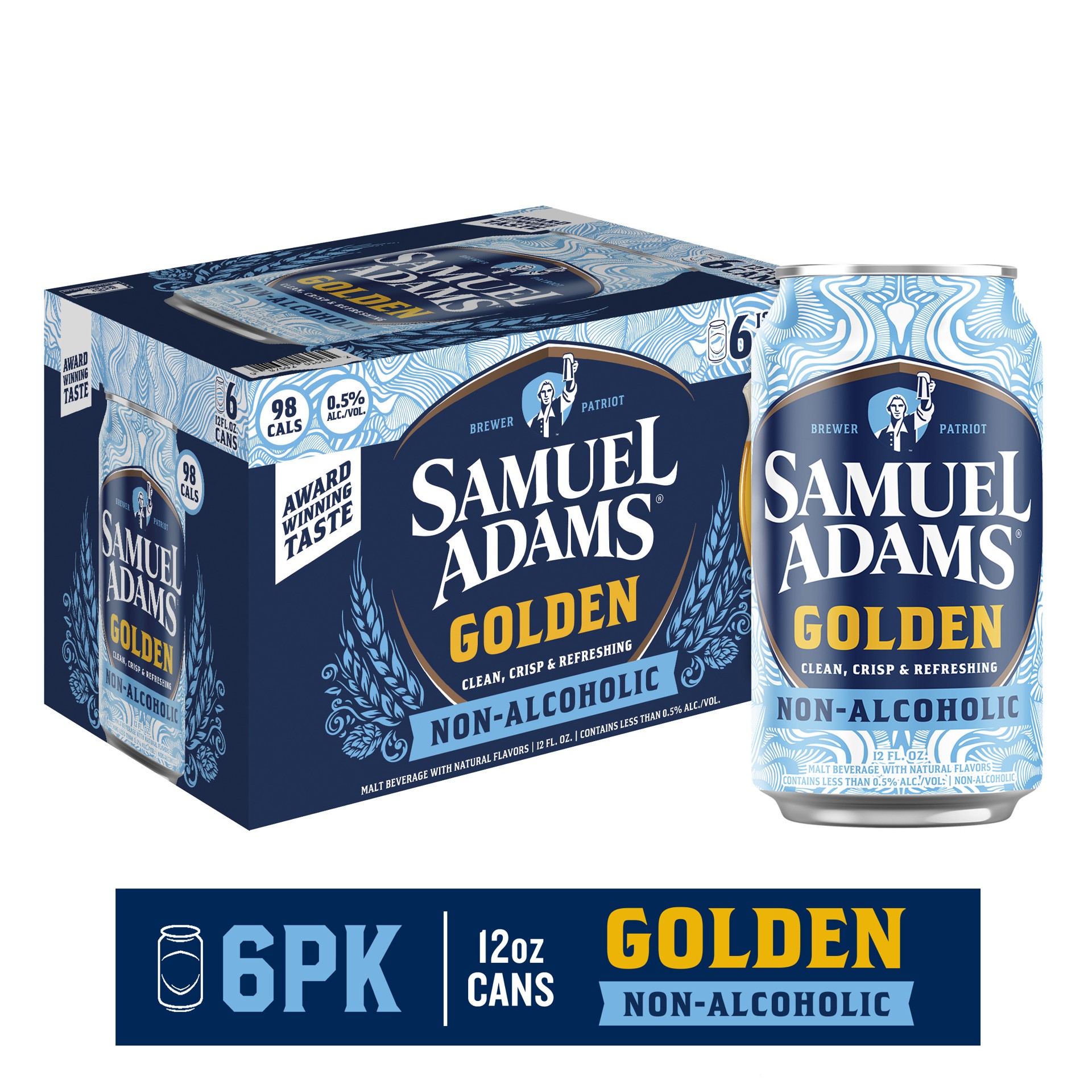 slide 1 of 8, Samuel Adams Golden Non-Alcoholic Beer - 6pk/12 fl oz Cans, 6 ct; 12 oz
