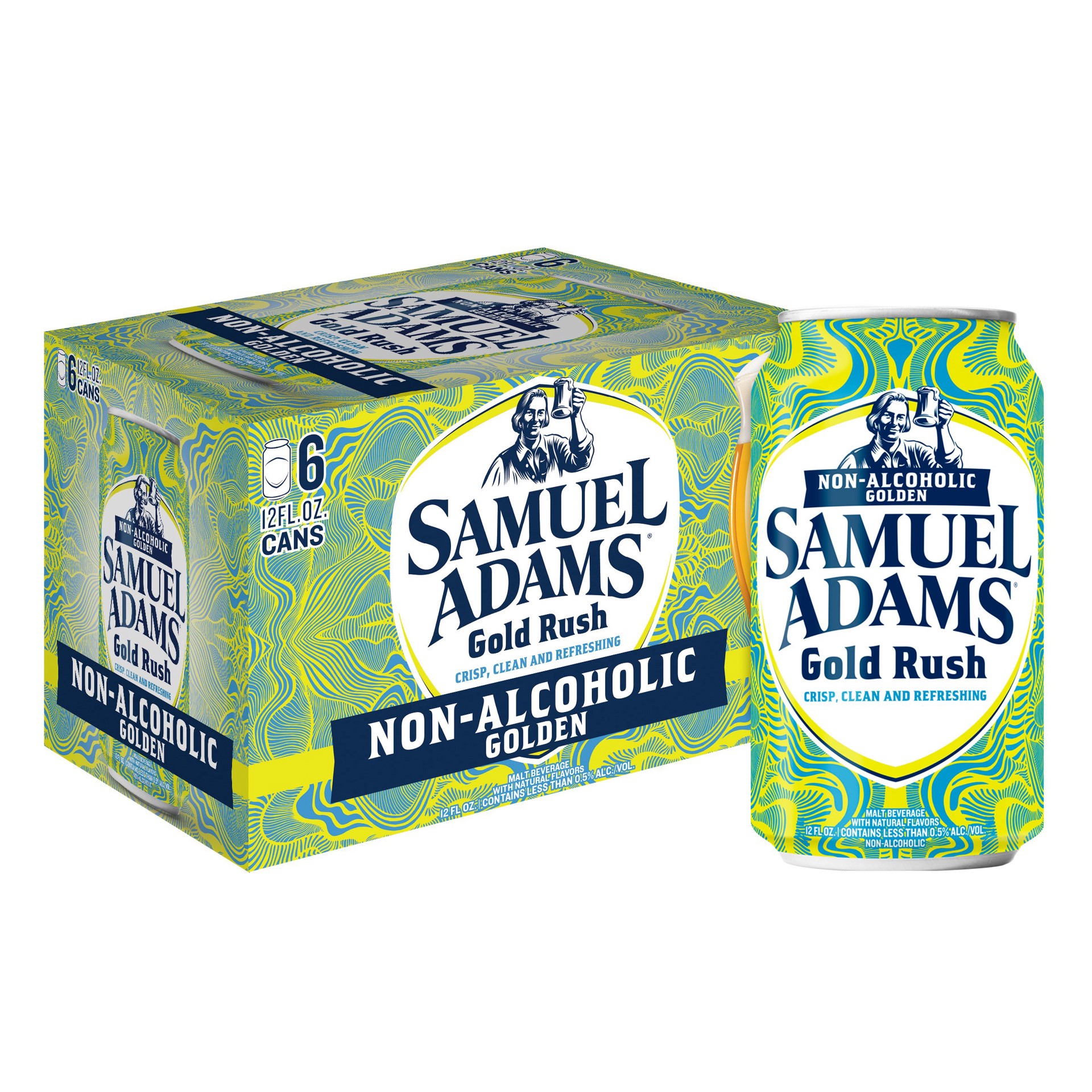 slide 1 of 8, Samuel Adams Gold Rush Non-Alcoholic Golden Beer - 6pk/12 fl oz Cans, 6 ct; 12 fl oz