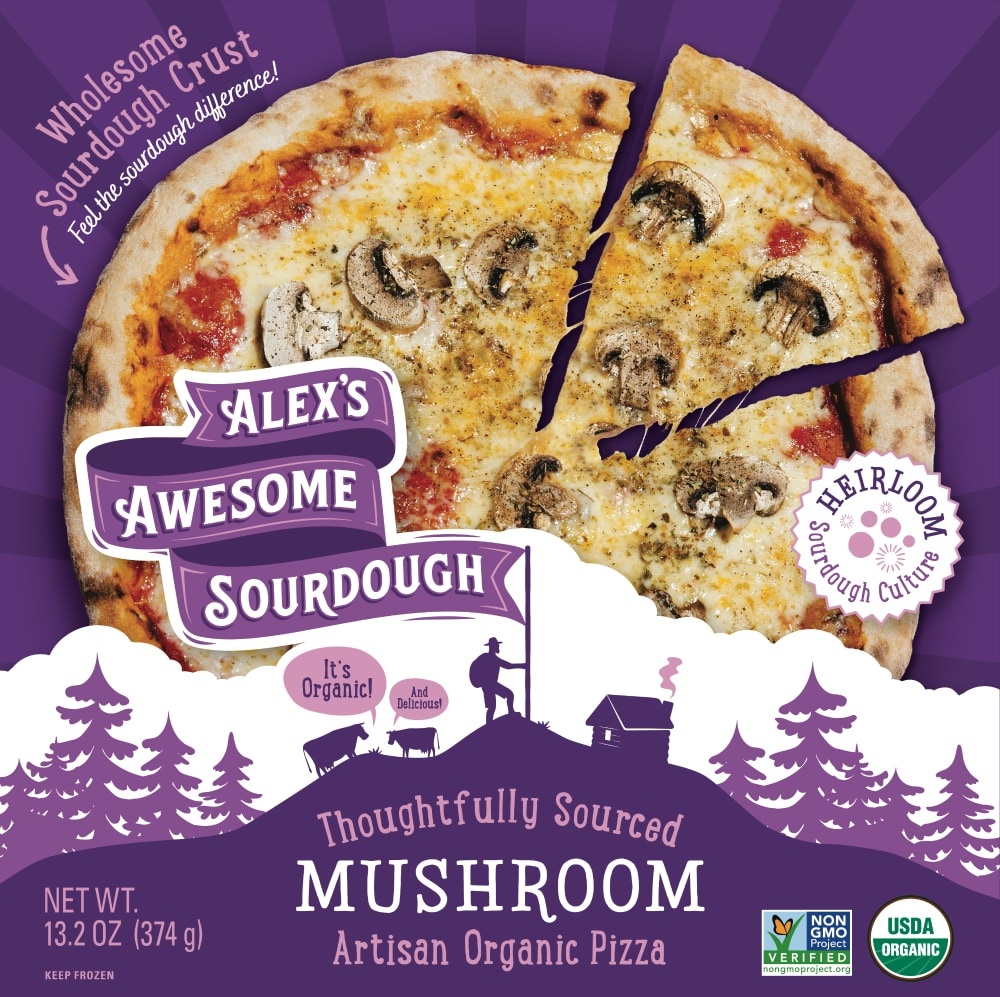 slide 1 of 1, Alex's Awesome Sourdough Artisan Organic Pizza, Mushroom, 13 oz