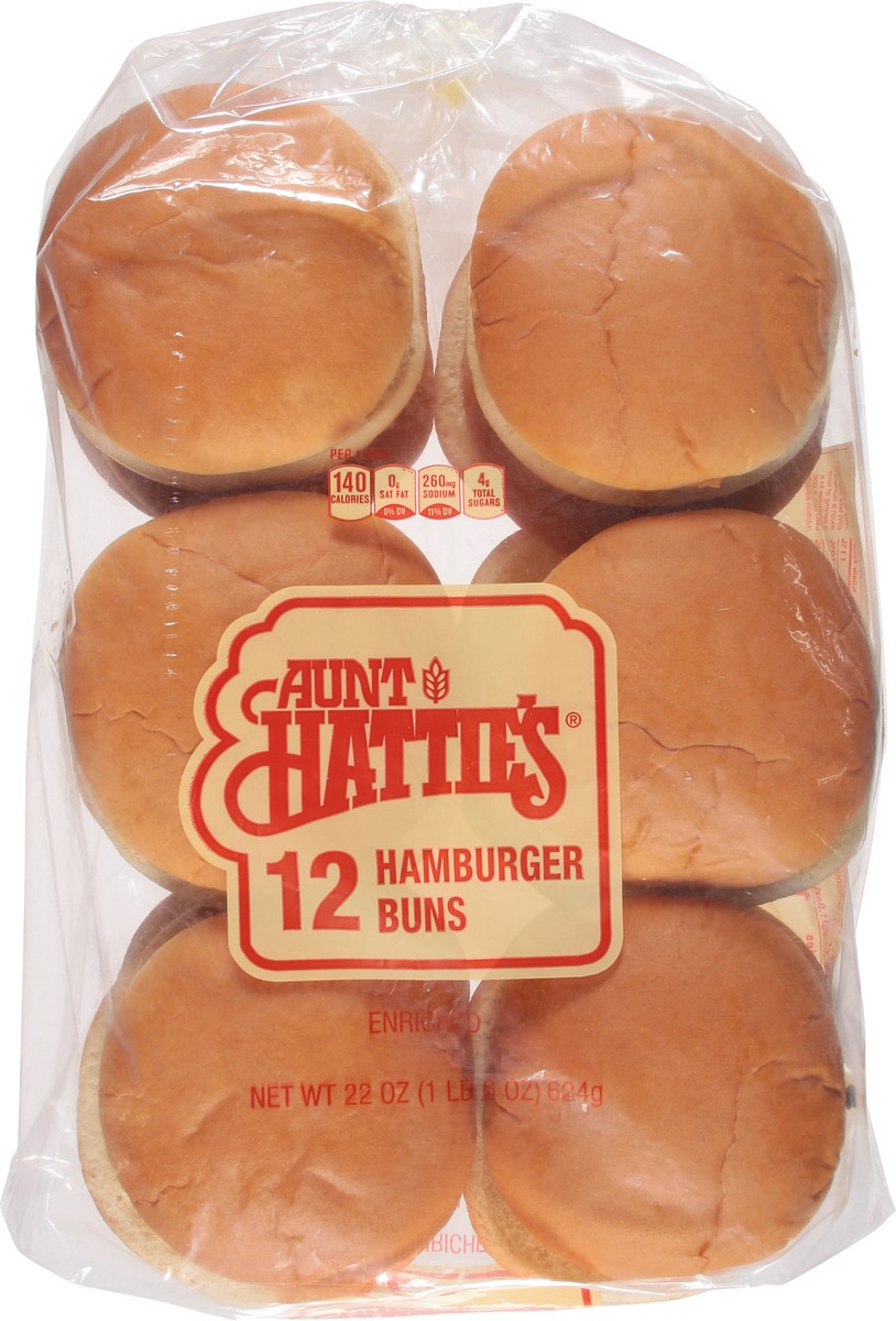 slide 2 of 9, Aunt Hattie's Enriched Hamburger Buns 12 ea, 12 ct