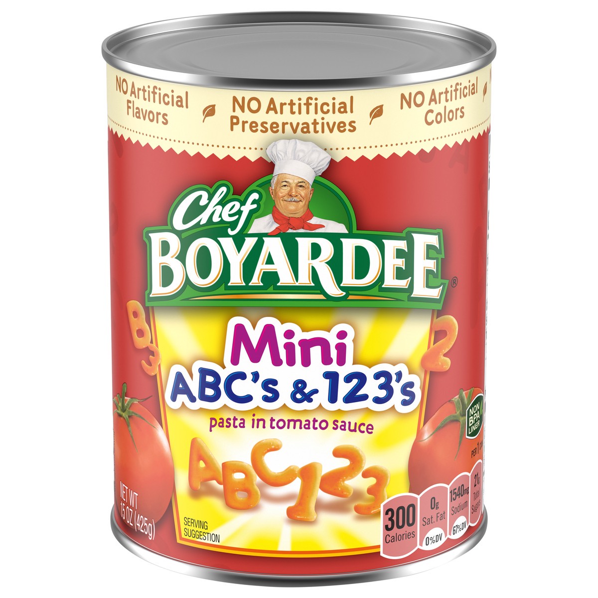 slide 4 of 5, Chef Boyardee ABC's & 123's Pasta in Tomato Sauce Mini 15 oz, 15 oz