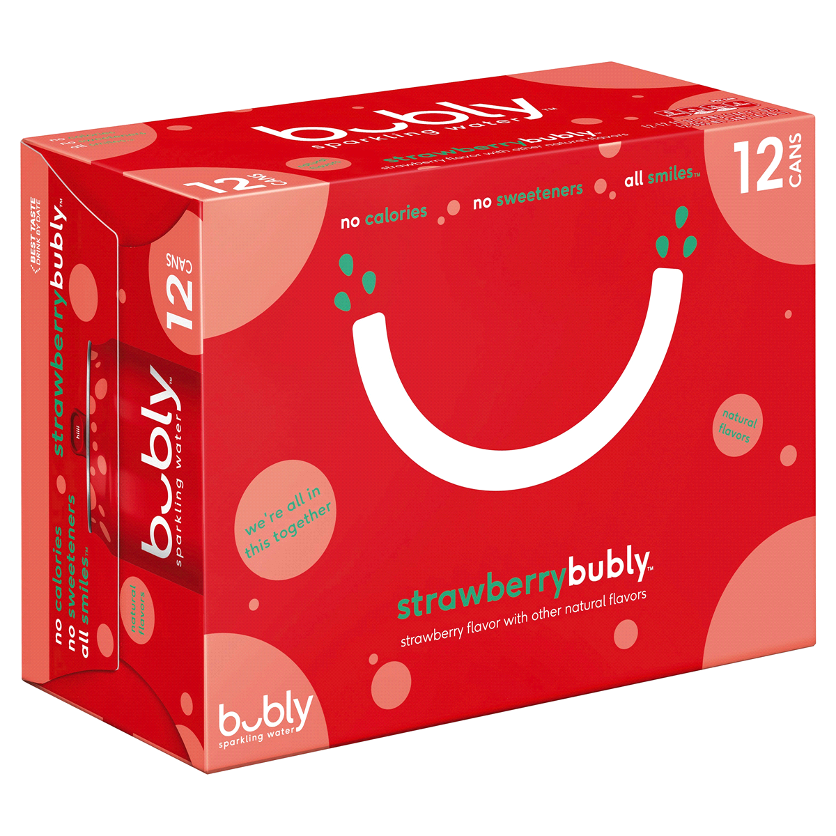 slide 1 of 4, bubly Strawberry bubly Sparkling Water, 12 ct; 12 fl oz