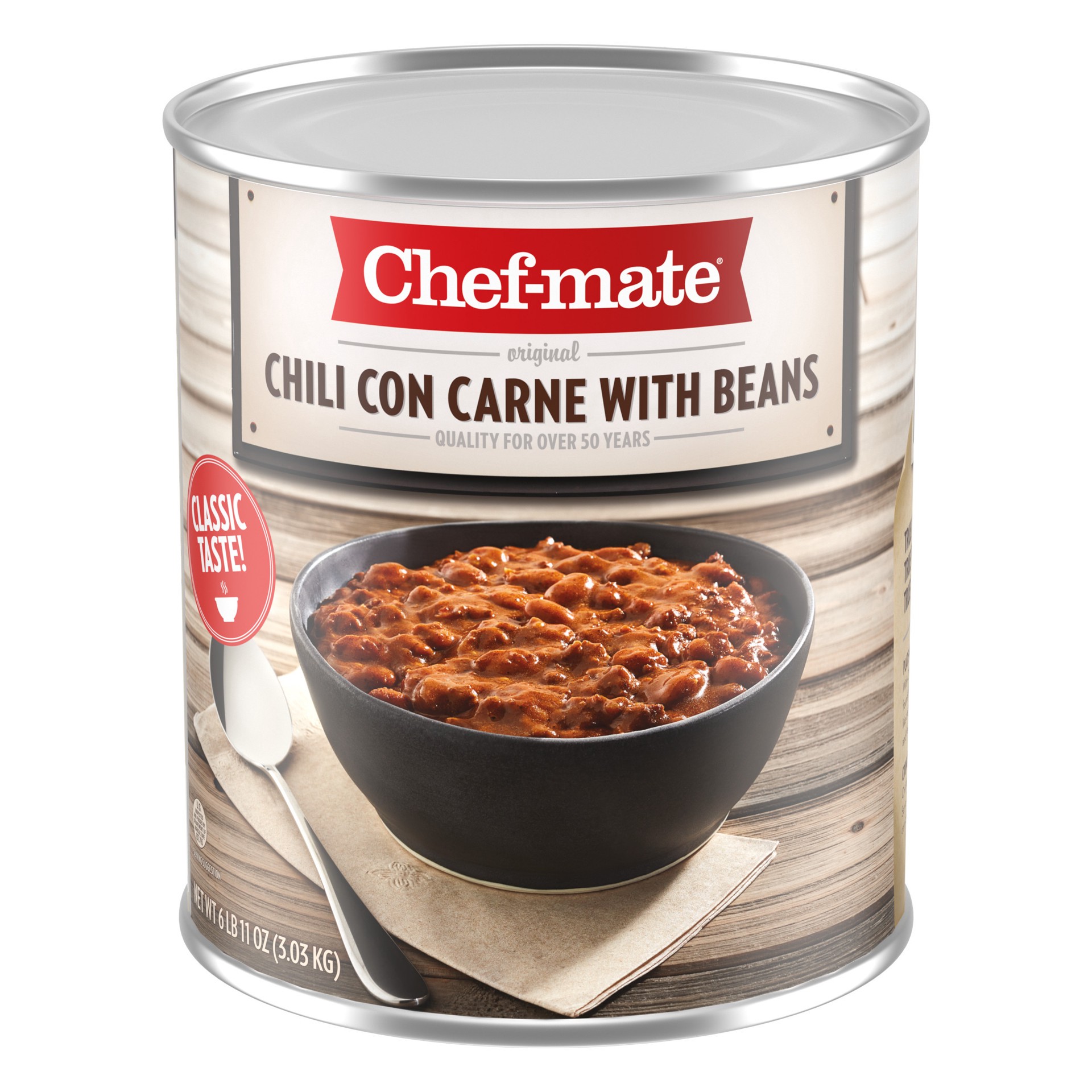 slide 1 of 5, CHEF-MATE Chili Con Carne With Beans 6lb 11oz., 6.69 lb