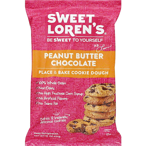 slide 1 of 1, Sweet Loren's Cookie Dough, Place & Bake, Peanut Butter Chocolate, 16 oz