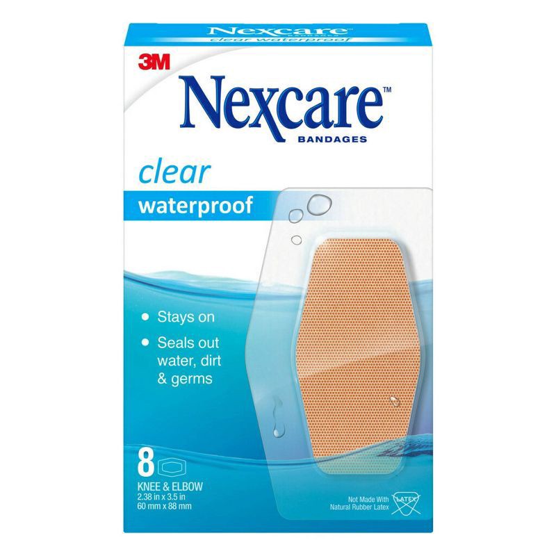 slide 1 of 11, Nexcare Clear Waterproof Knee & Elbow Bandages 8 ea, 8 ct