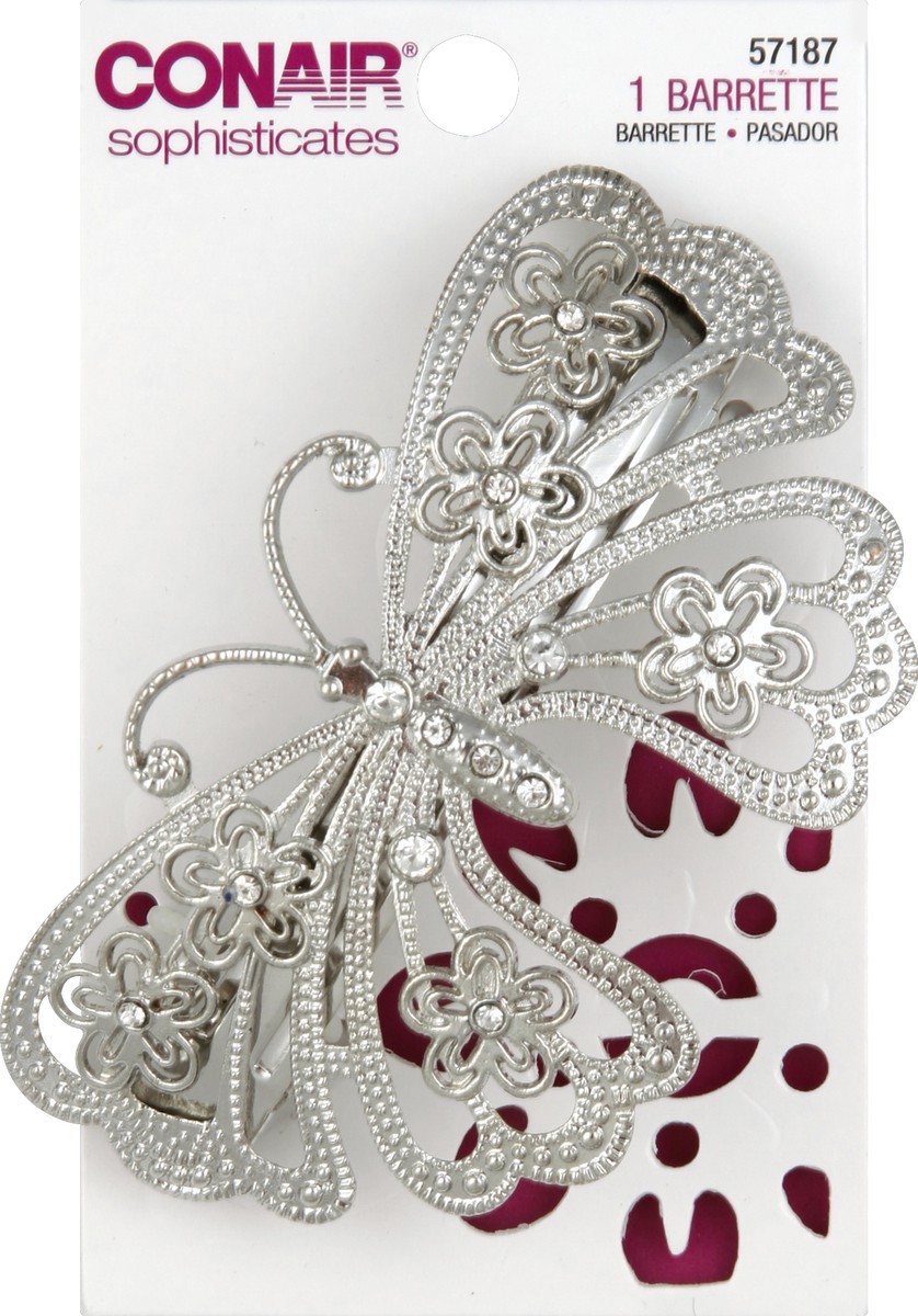 slide 2 of 2, Conair Sophisticates Silver Butterfly Barrette, 4 ct