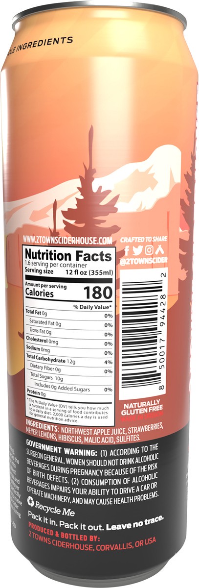 slide 2 of 3, 2 Towns Ciderhouse Strawberade - Strawberry Lemonade Cider, 19.2 fl oz