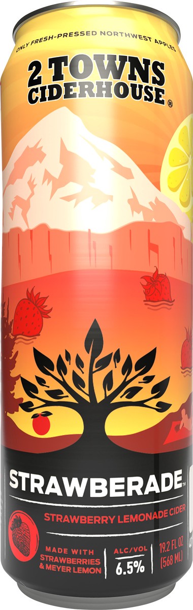 slide 3 of 3, 2 Towns Ciderhouse Strawberade - Strawberry Lemonade Cider, 19.2 fl oz