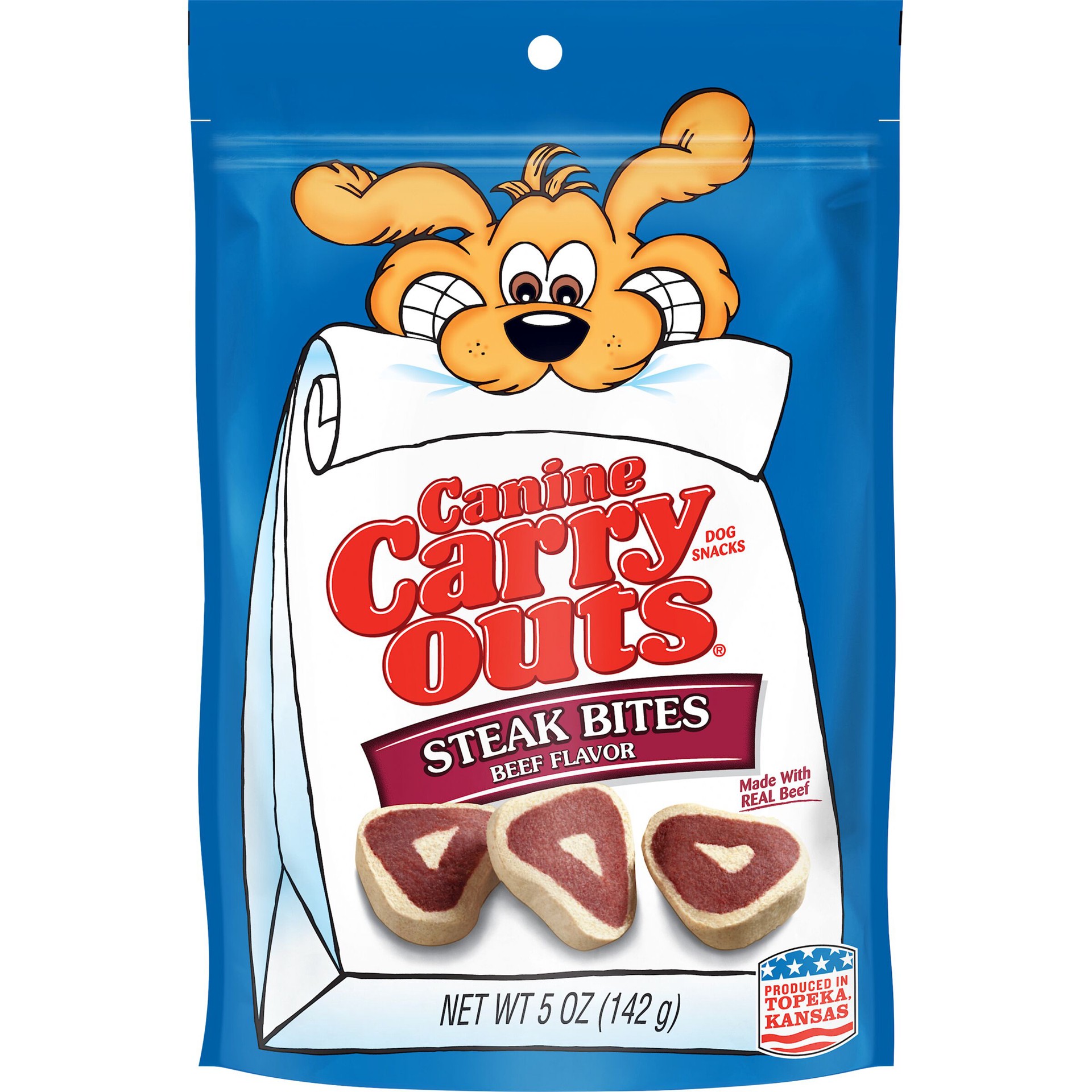 slide 1 of 4, Canine Carry Outs Steak Bites Beef Flavor Chewy Dog Snacks, 5-Ounce, 5 oz