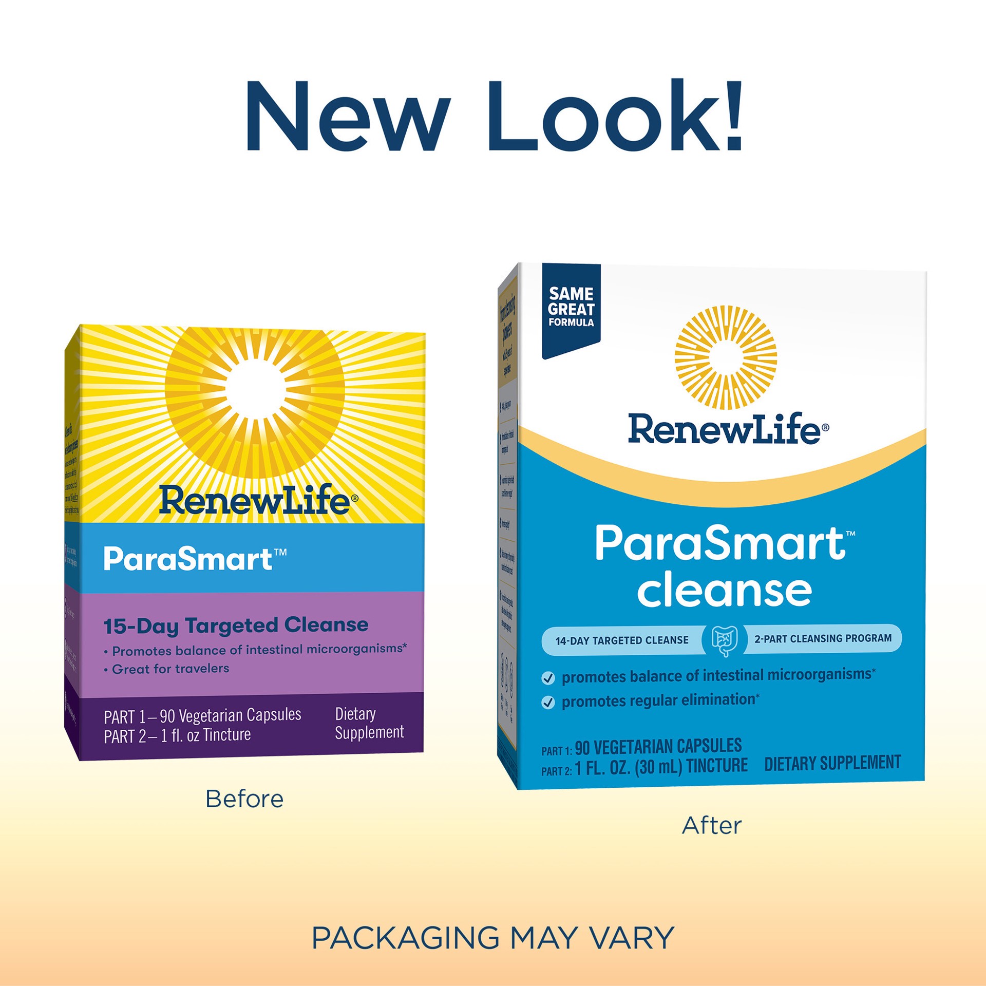 slide 2 of 5, Renew Life ParaSmart 14-Day Targeted Cleanse 2-Part Detox Cleanse Dietary Supplement, Promotes Intestinal Microorganism Balance - 90 Vegetarian Capsules/1 fl oz Tincture, 1 ct