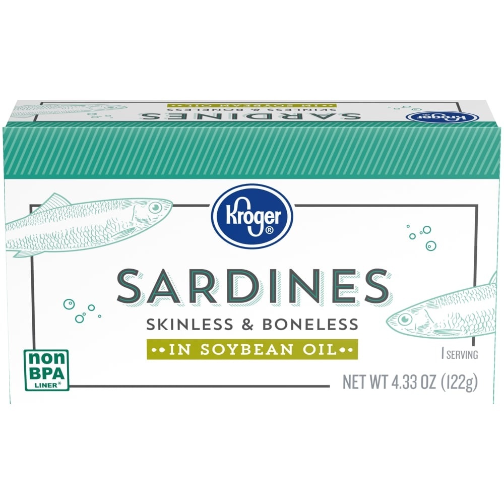 slide 1 of 1, Kroger Skinless & Boneless Sardines, 4.38 oz