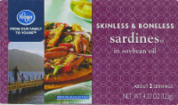 slide 1 of 1, Kroger Skinless & Boneless Sardines, 4.38 oz