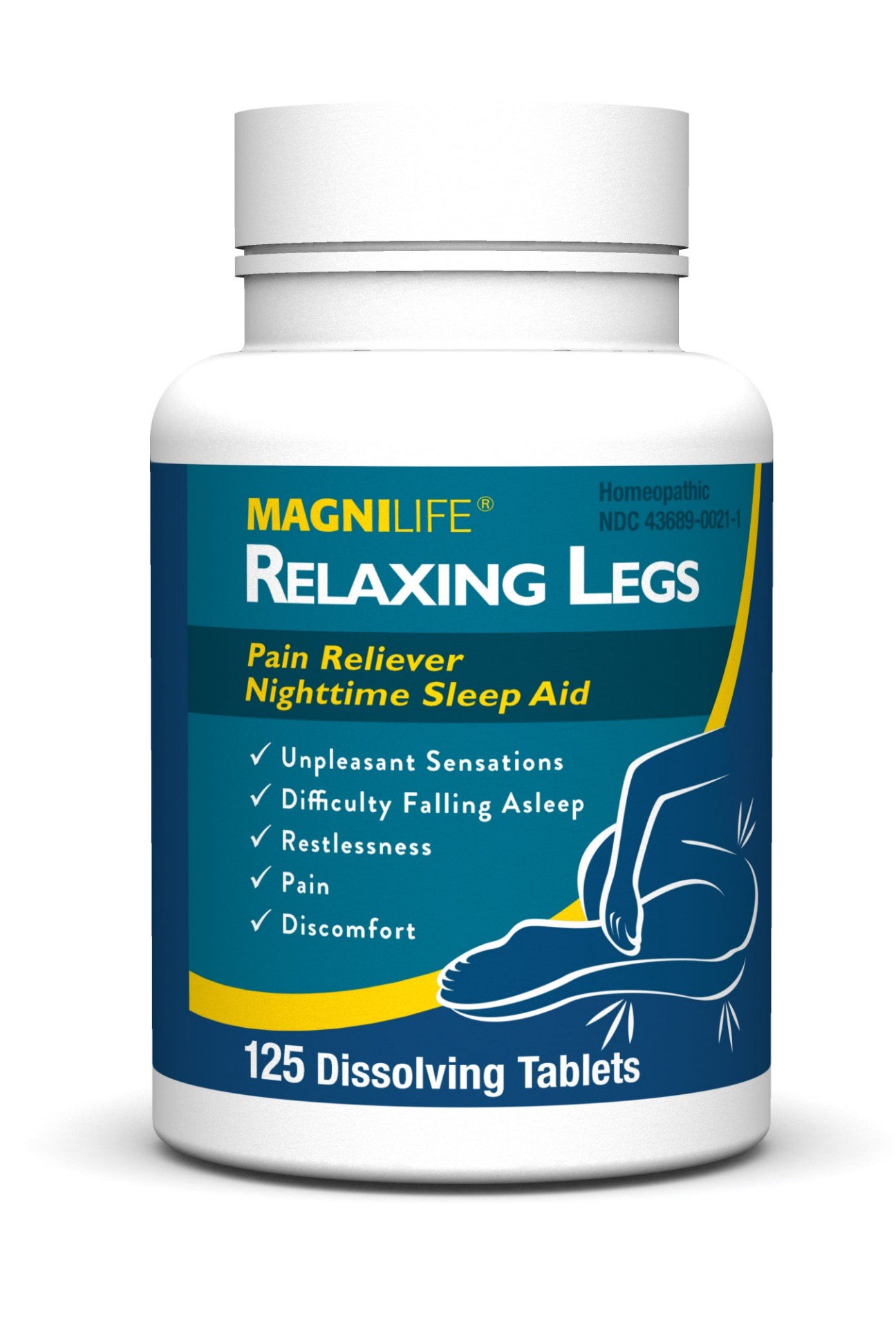 slide 2 of 3, MagniLife Relaxing Legs Homeopathic Pain Reliever Nighttime Sleep Aid, 125 ct