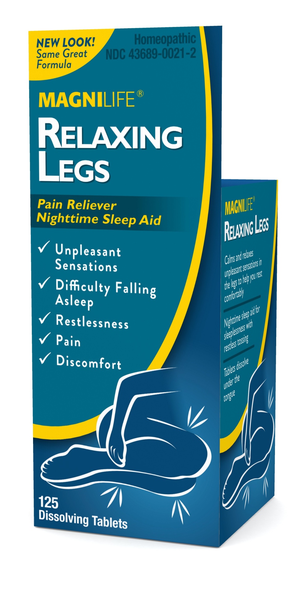 slide 1 of 3, MagniLife Relaxing Legs Homeopathic Pain Reliever Nighttime Sleep Aid, 125 ct