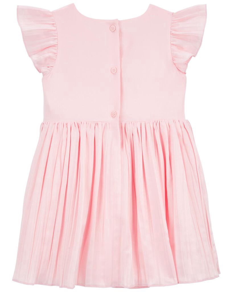 slide 2 of 3, Oshkosh Toddler Flutter Pleated Dress Pink 4T, 1 ct