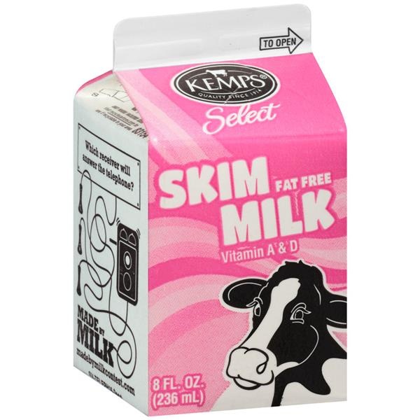 slide 1 of 1, Kemps Select Fat Free Skim Milk, 8 fl oz