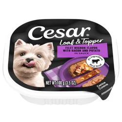 Cesar Loaf & Topper Filet Mignon Flavor with Bacon and Potato in Sauce Canine Cuisine 3.5 oz
