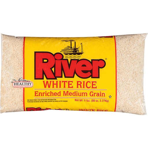 slide 1 of 6, River White Enriched Medium Grain Rice, 80 oz