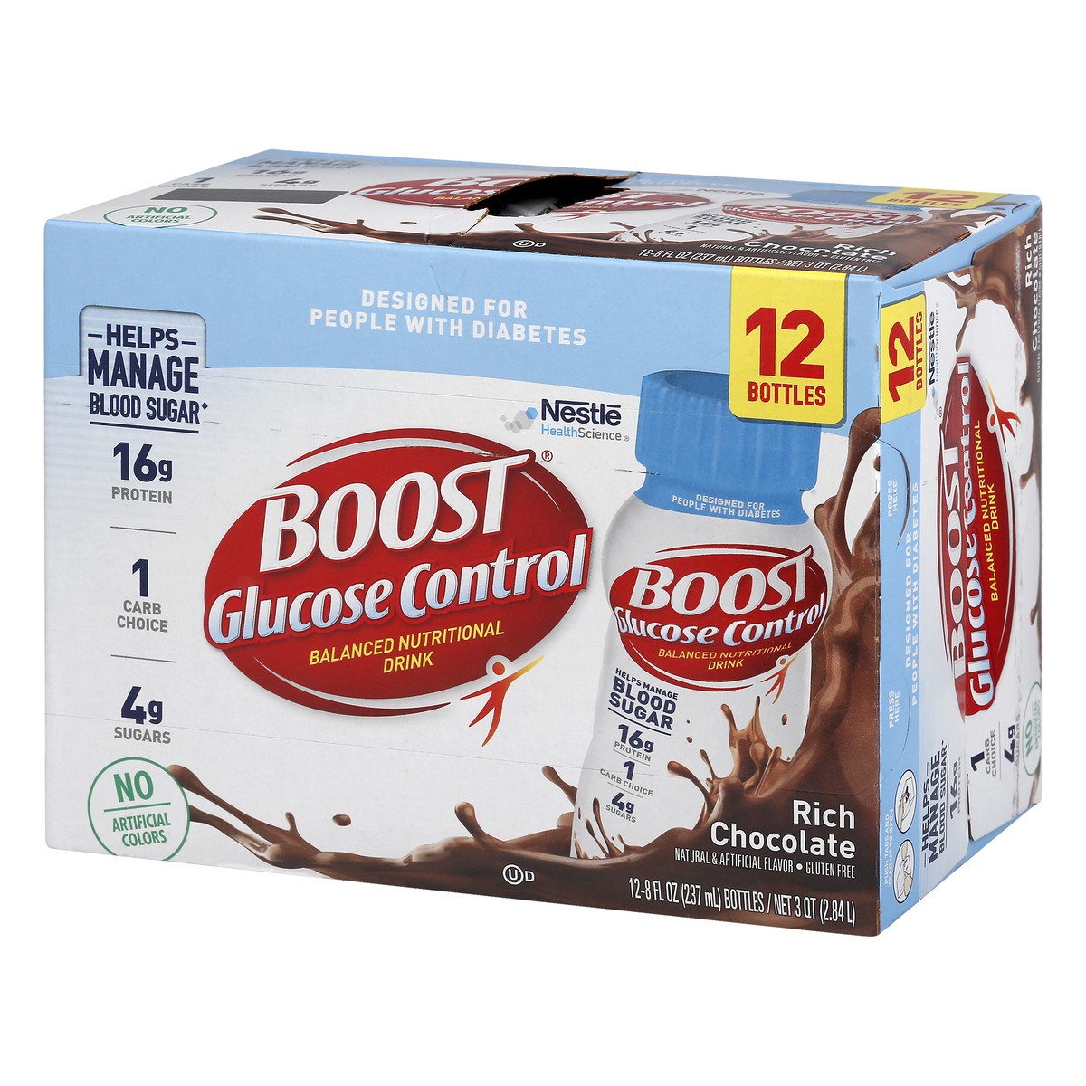 slide 9 of 10, Boost Glucose Control Ready to Drink Nutritional Drink, Rich Chocolate Nutritional Shake, 12 - 8 FL OZ Cartons, 12 ct; 8 fl oz