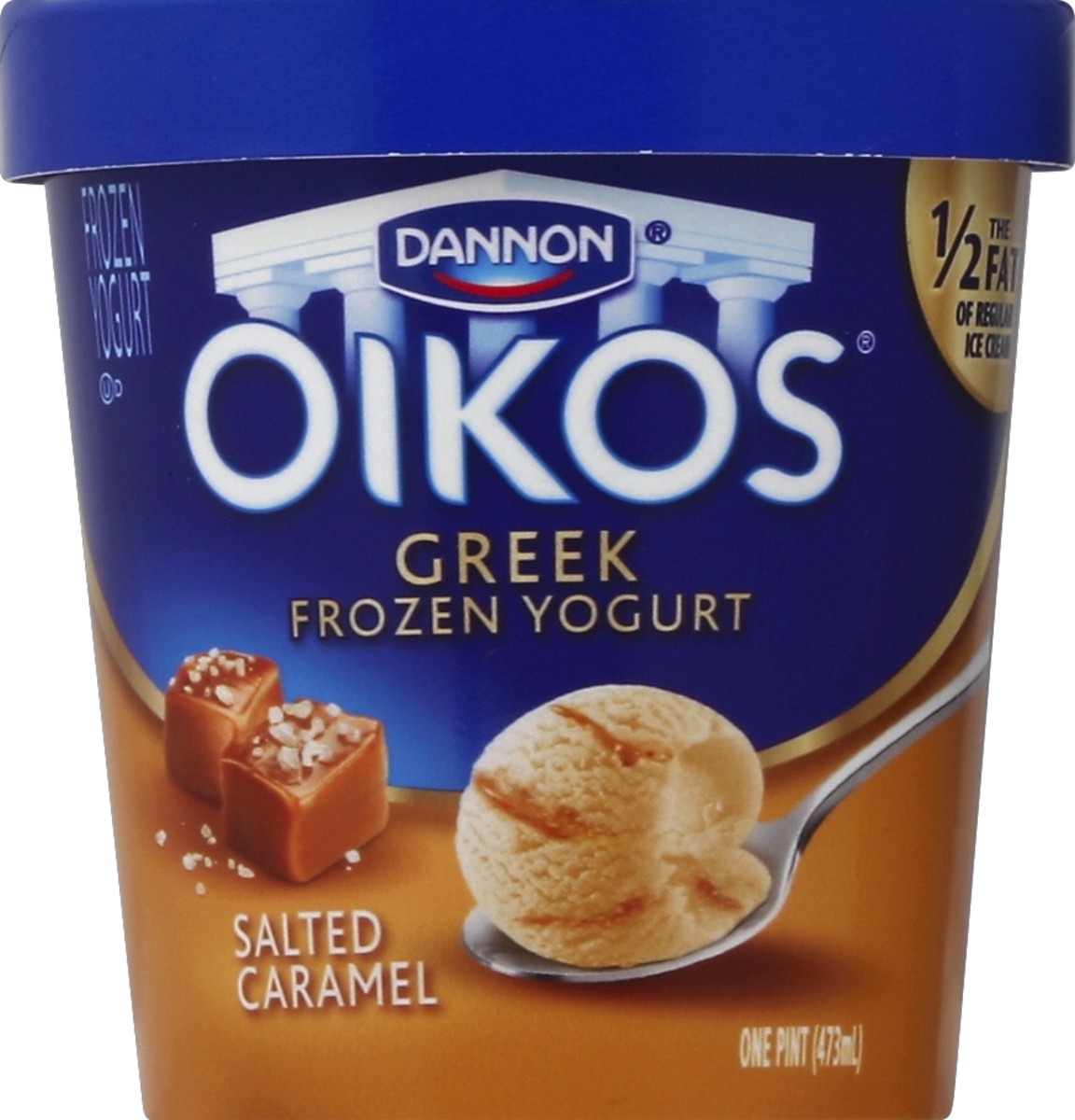 slide 3 of 3, Oikos Frozen Yogurt, Greek, Salted Caramel, 1 pint