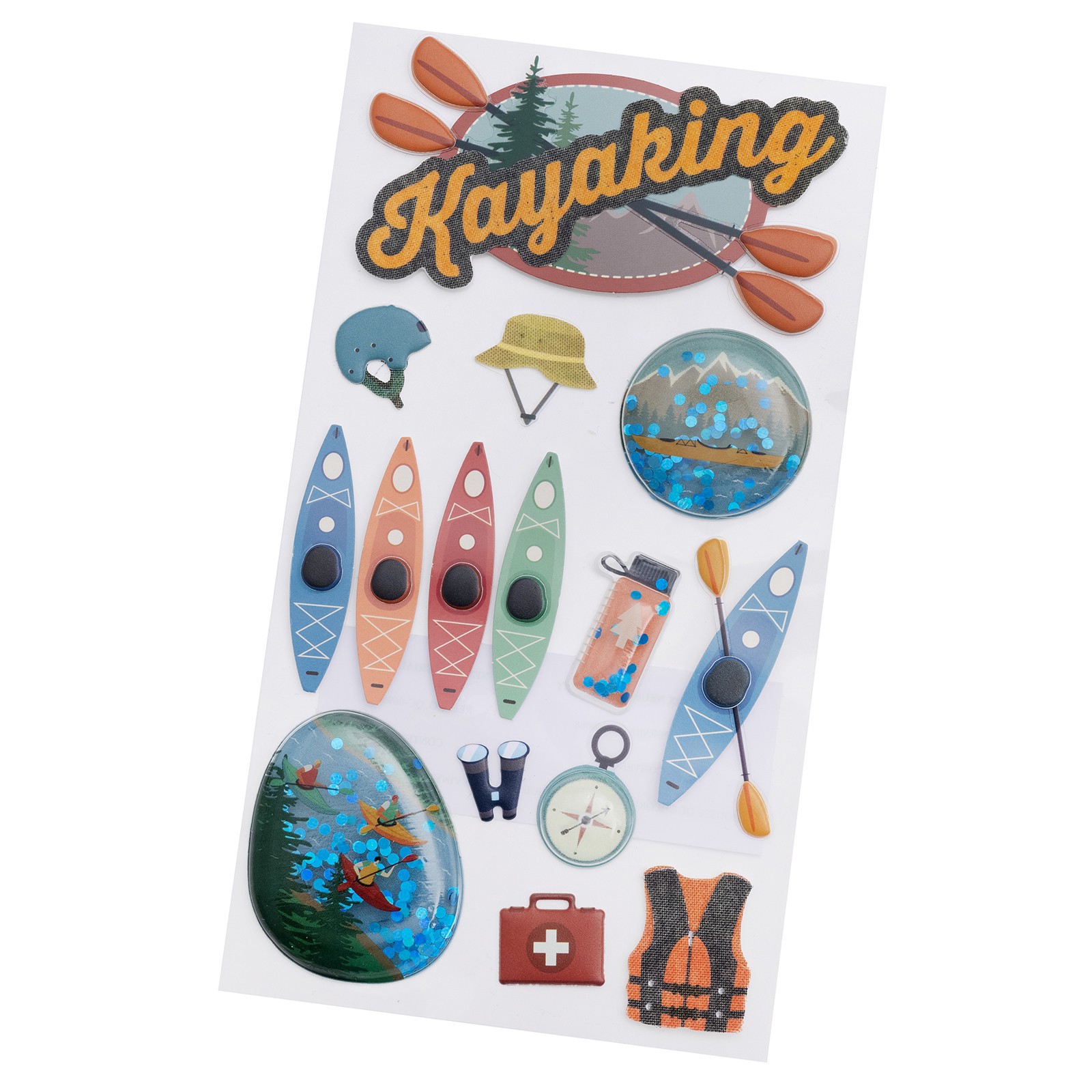 slide 2 of 3, Kayaking Stickers By Recollections, 3.75 in x 6.75 in