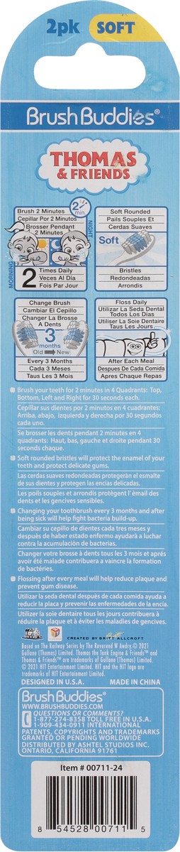 slide 5 of 9, BrushBuddies Soft Thomas & Friends Toothbrushes 2 ea, 2 ct