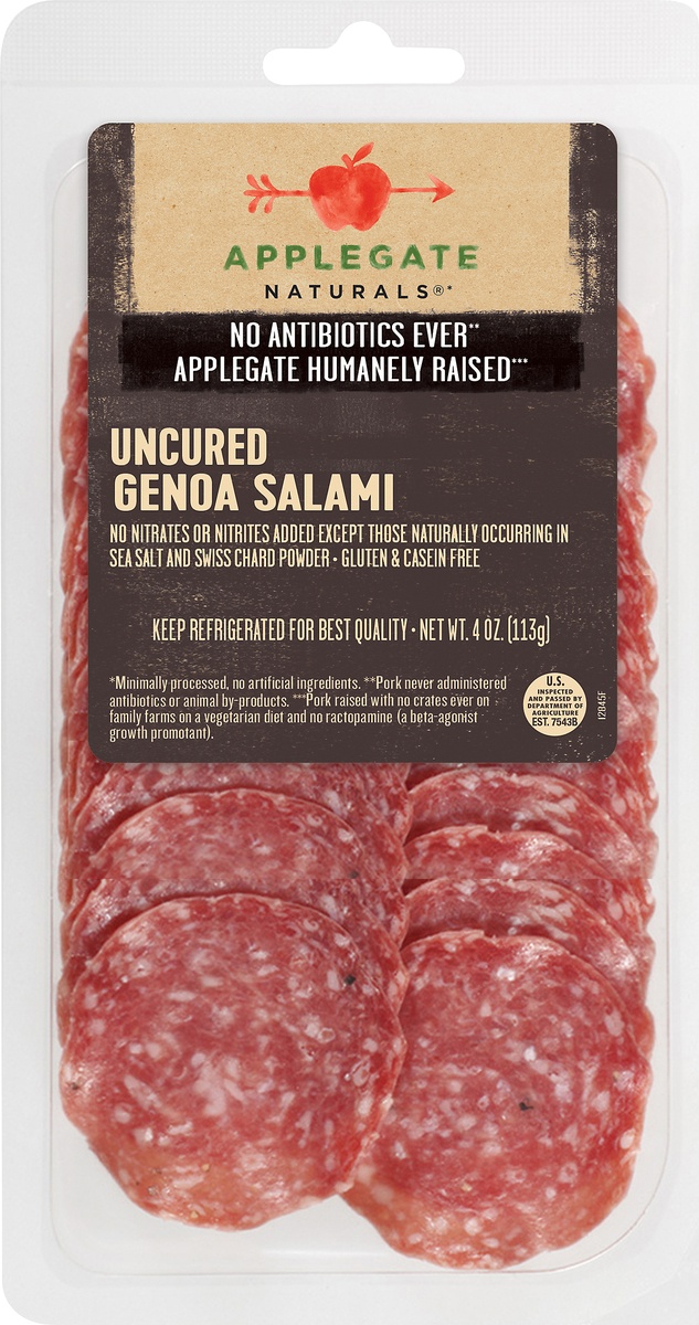 slide 1 of 3, Applegate Natural Uncured Genoa Salami Sliced, 4 oz