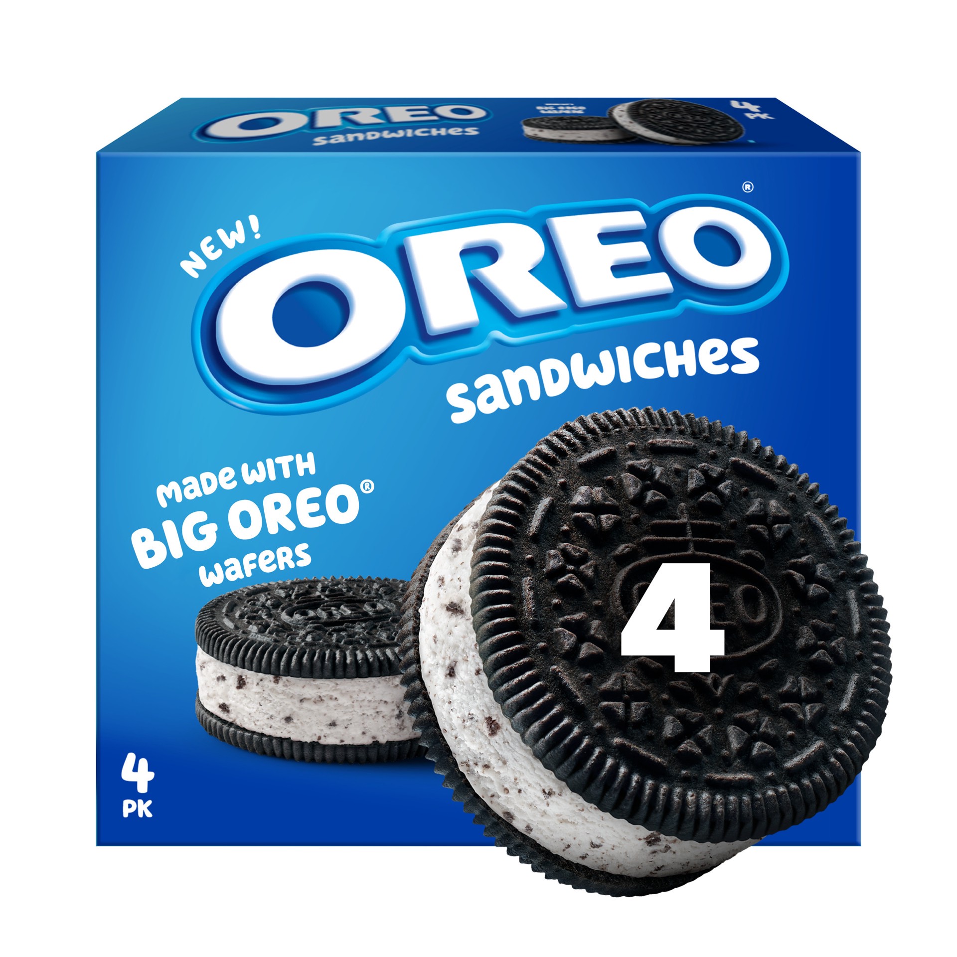 slide 3 of 5, OREO Frozen Dairy Dessert Sandwiches, 4 Count, 4 ct