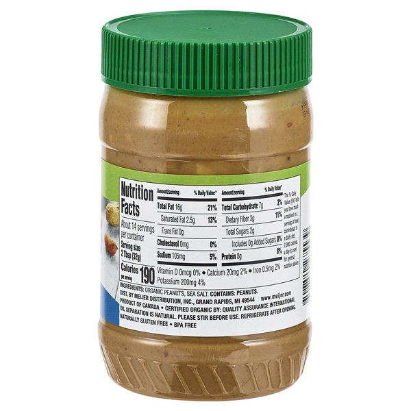 slide 4 of 5, True Goodness by Meijer Organic Crunchy Peanut Butter, 16 oz