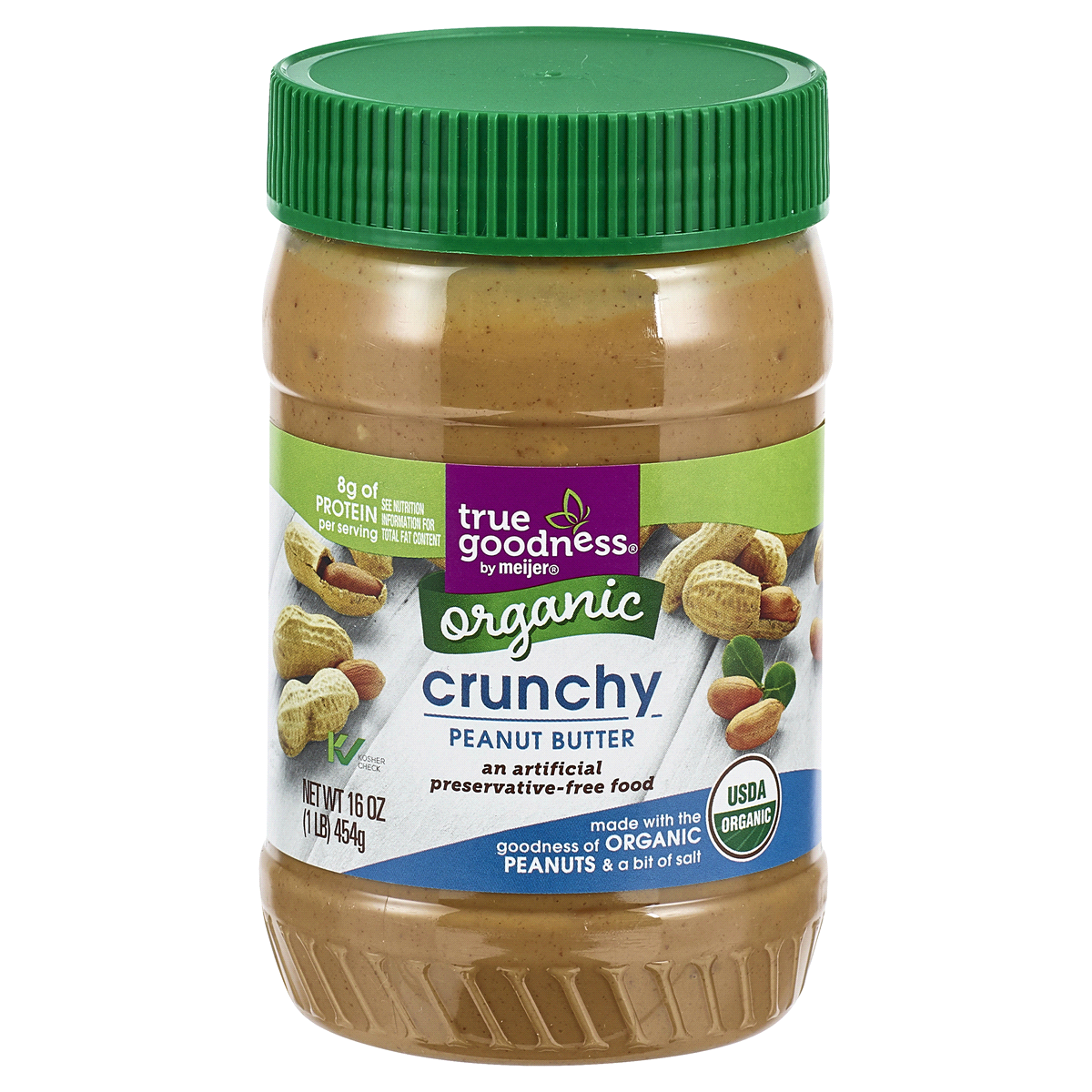 slide 1 of 5, True Goodness by Meijer Organic Crunchy Peanut Butter, 16 oz