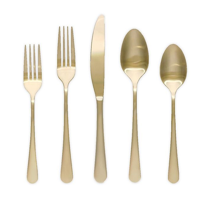 slide 1 of 1, Artisanal Kitchen Supply Ghent Flatware Set - Gold Satin, 20 ct