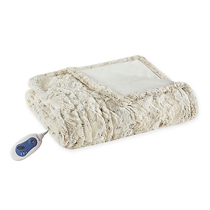 slide 1 of 3, Beautyrest Zuri Heated Throw Blanket - Snow, 70 in x 50 in