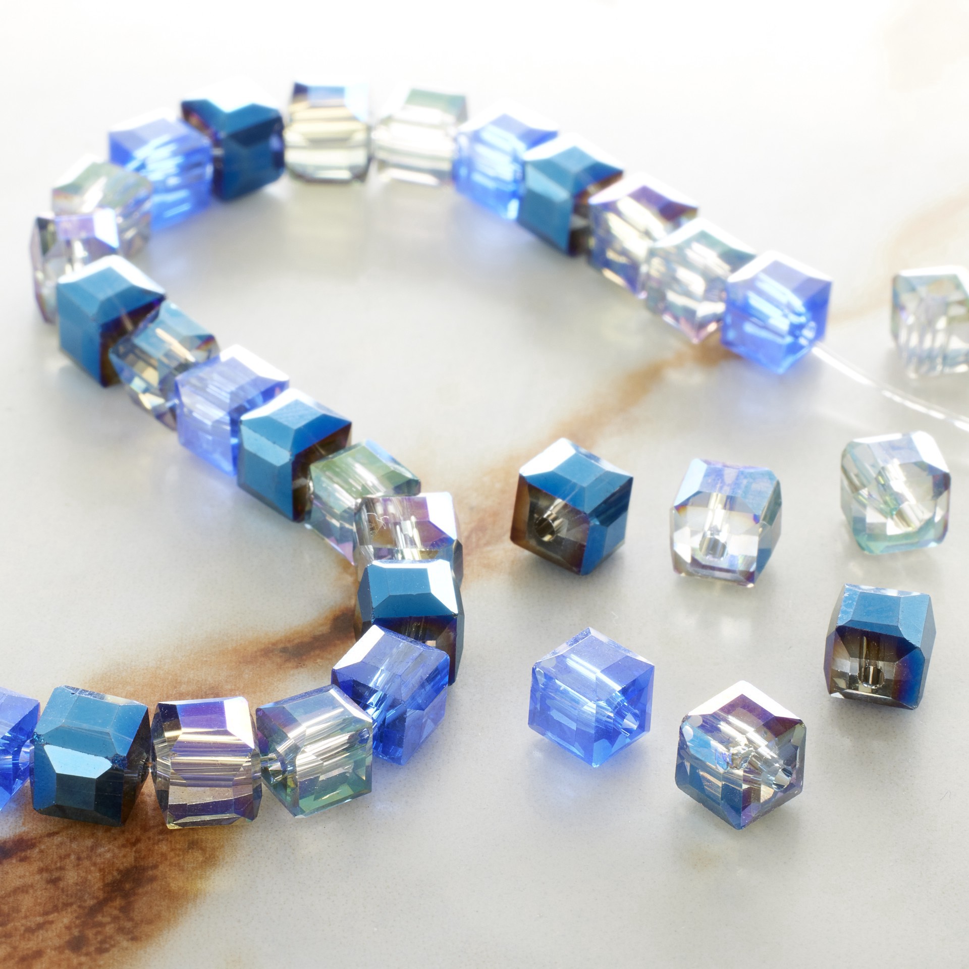 slide 2 of 3, Multicolor Glass Cube Beads, 5mm By Bead Landing, 5 mm