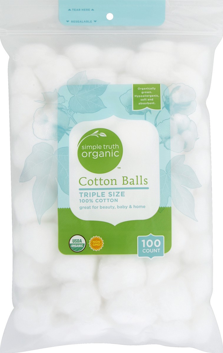 slide 2 of 2, Simple Truth Organic Cotton Balls 100 ea, 100 ct