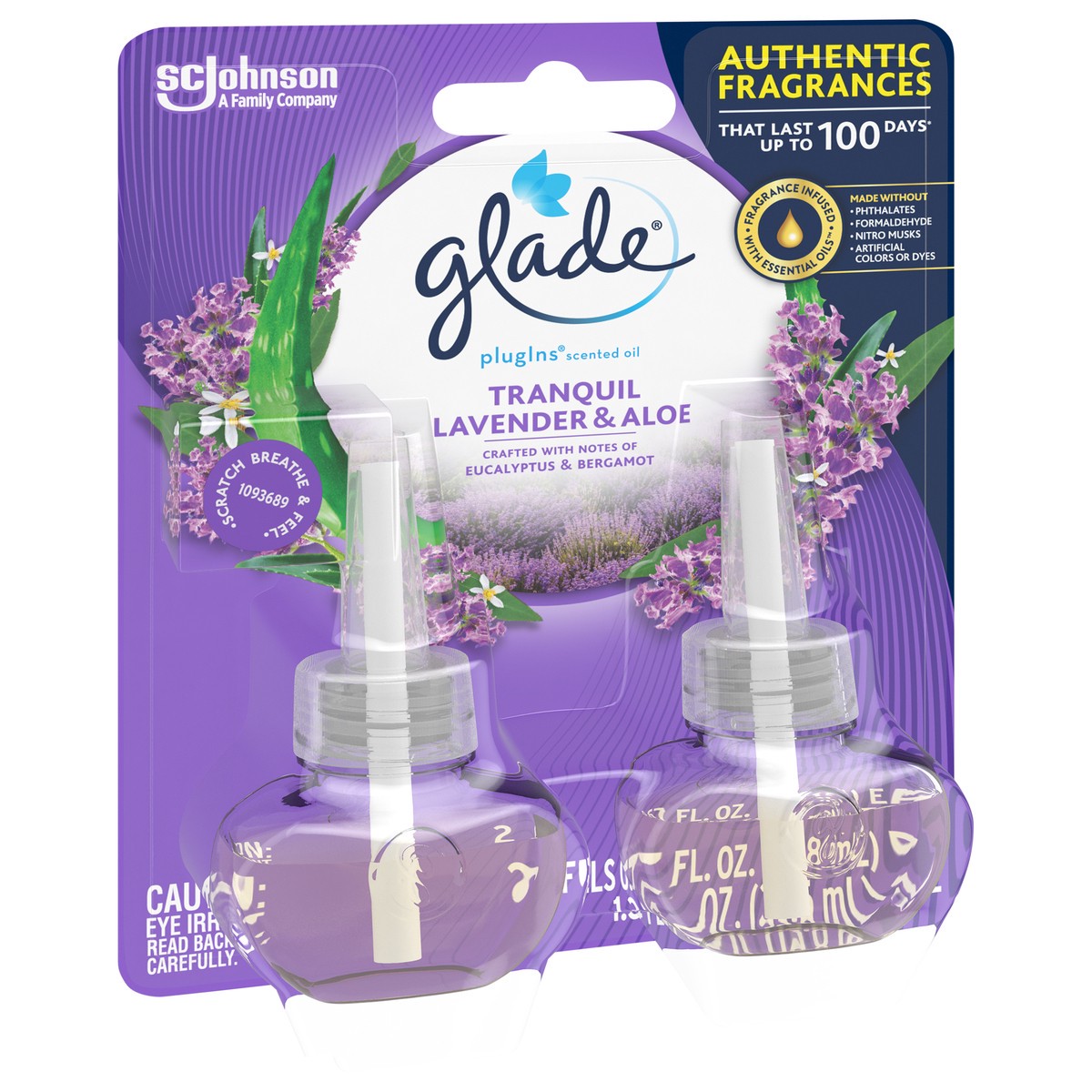 slide 3 of 6, Glade PlugIns Scented Oil Refills 2 CT, Tranquil Lavender & Aloe, Plug In Air Freshener, 1.34 FL OZ, 2 ct; 0.67 fl oz