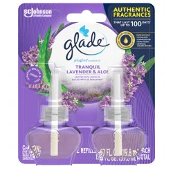 Glade PlugIns Scented Oil 2 Refills, Air Freshener, Tranquil Lavender & Aloe,Essential Oil Infused Wall Plug In, 1.34 FL OZ, Pack of 2