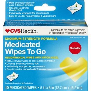 slide 1 of 1, CVS Health Hemorrhoidal Medicated Wipes, 10 Ct, 1 ct