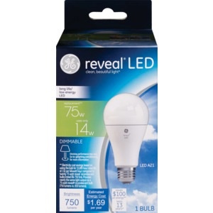 slide 1 of 1, GE Reveal 75 W Dimmable Led Light Bulb, 1 ct