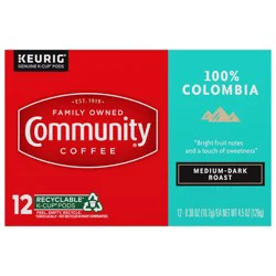Community Coffee 100% Colombia Medium Roast Single Serve Cups, 12 ct box