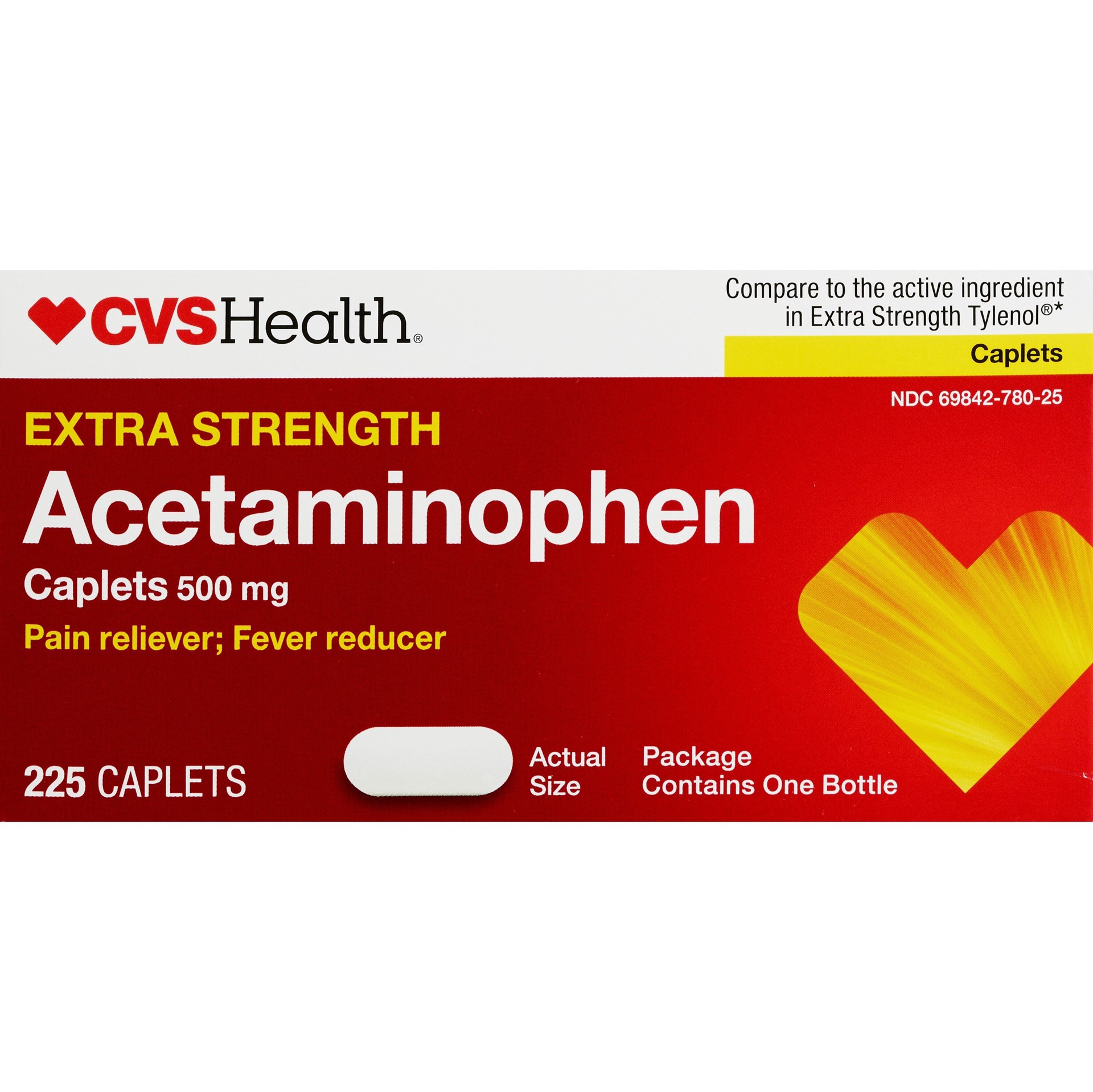 slide 1 of 1, Cvs Health Extra Strength Acetaminophen Pain Reliever & Fever Reducer 500 Mg Caplets, 225 Ct, 225 ct