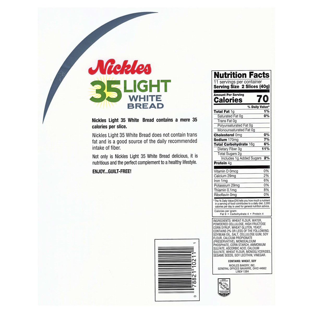 slide 5 of 5, Nickles Bakery Light White Bread, 16 oz