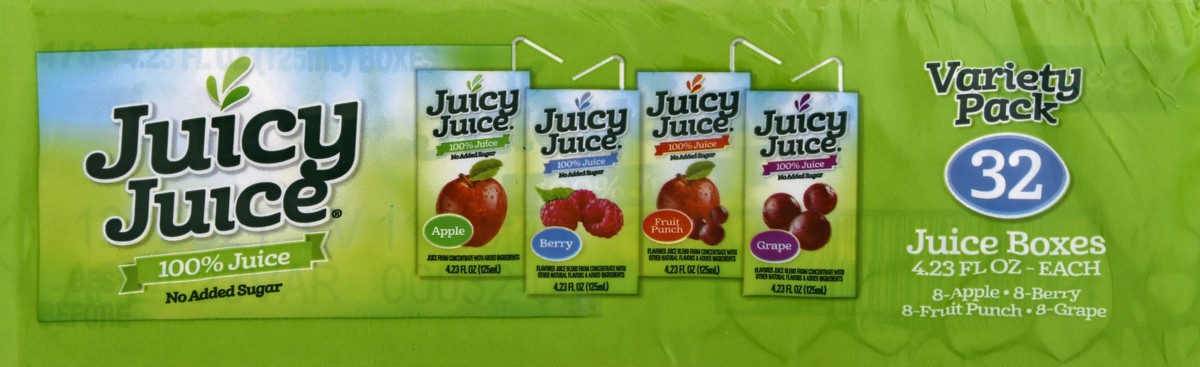 slide 4 of 9, Juicy Juice 100% Juice, Juice Box Variety Pack, 32 Count, 4.23 FL OZ Boxes, 32/4.23 oz