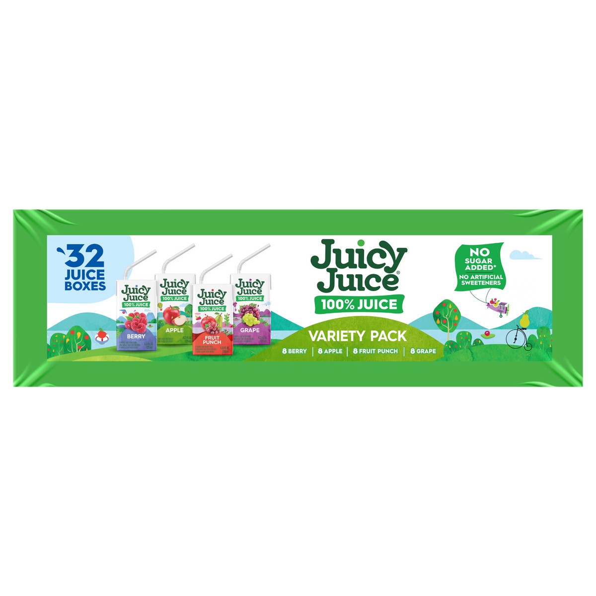 slide 1 of 9, Juicy Juice 100% Juice, Juice Box Variety Pack, 32 Count, 4.23 Fl Oz Boxes, 32 ct