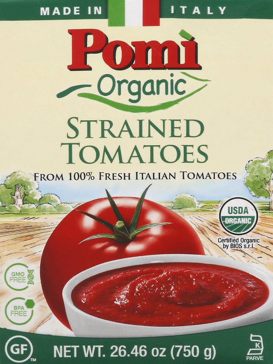 slide 9 of 13, Pomi Organic Strained Tomatoes, 26.46 oz