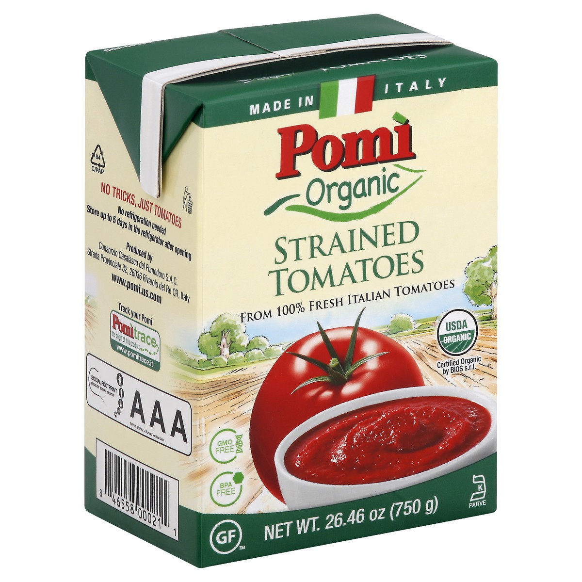 slide 13 of 13, Pomi Organic Strained Tomatoes, 26.46 oz