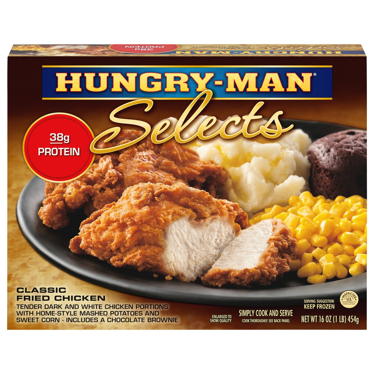 slide 1 of 3, Hungry-Man Classic Fried Chicken Frozen Dinner, 16 oz