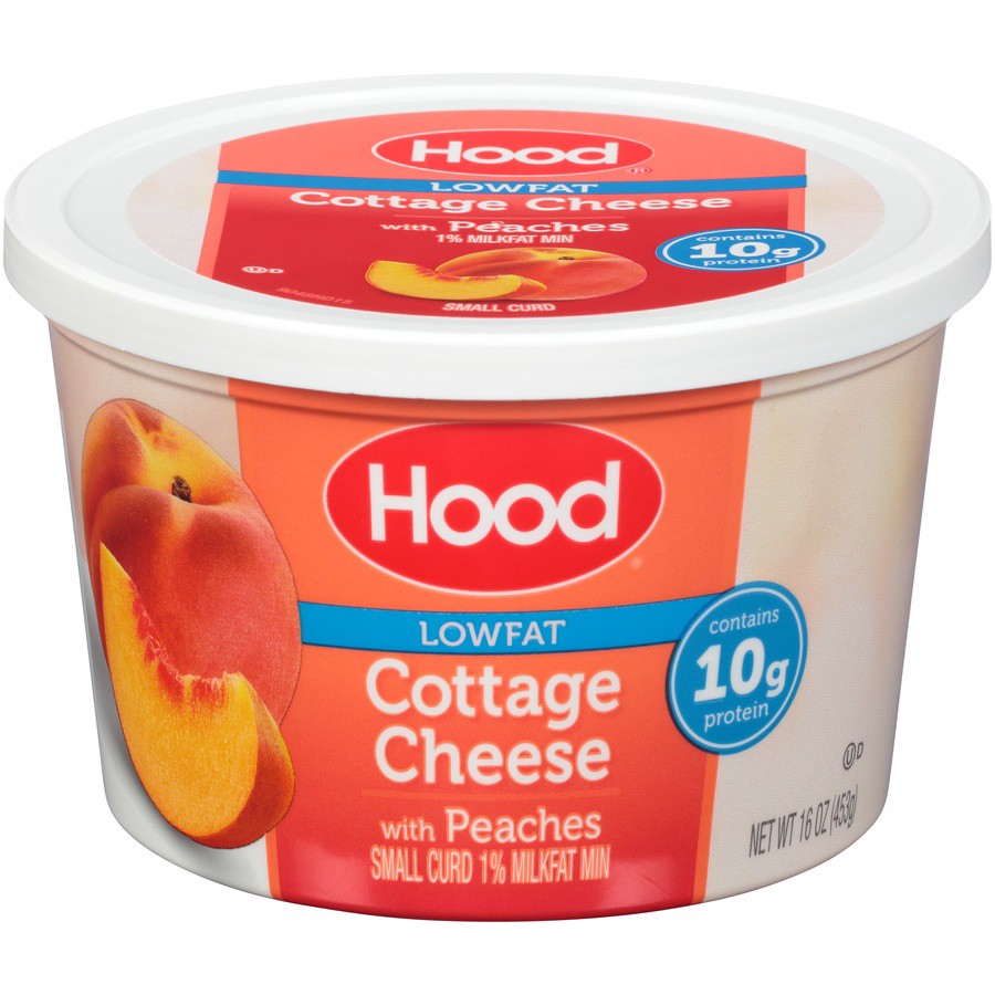 slide 1 of 8, Hood Low Fat Cottage Cheese with Peaches, 16 oz, 16 oz