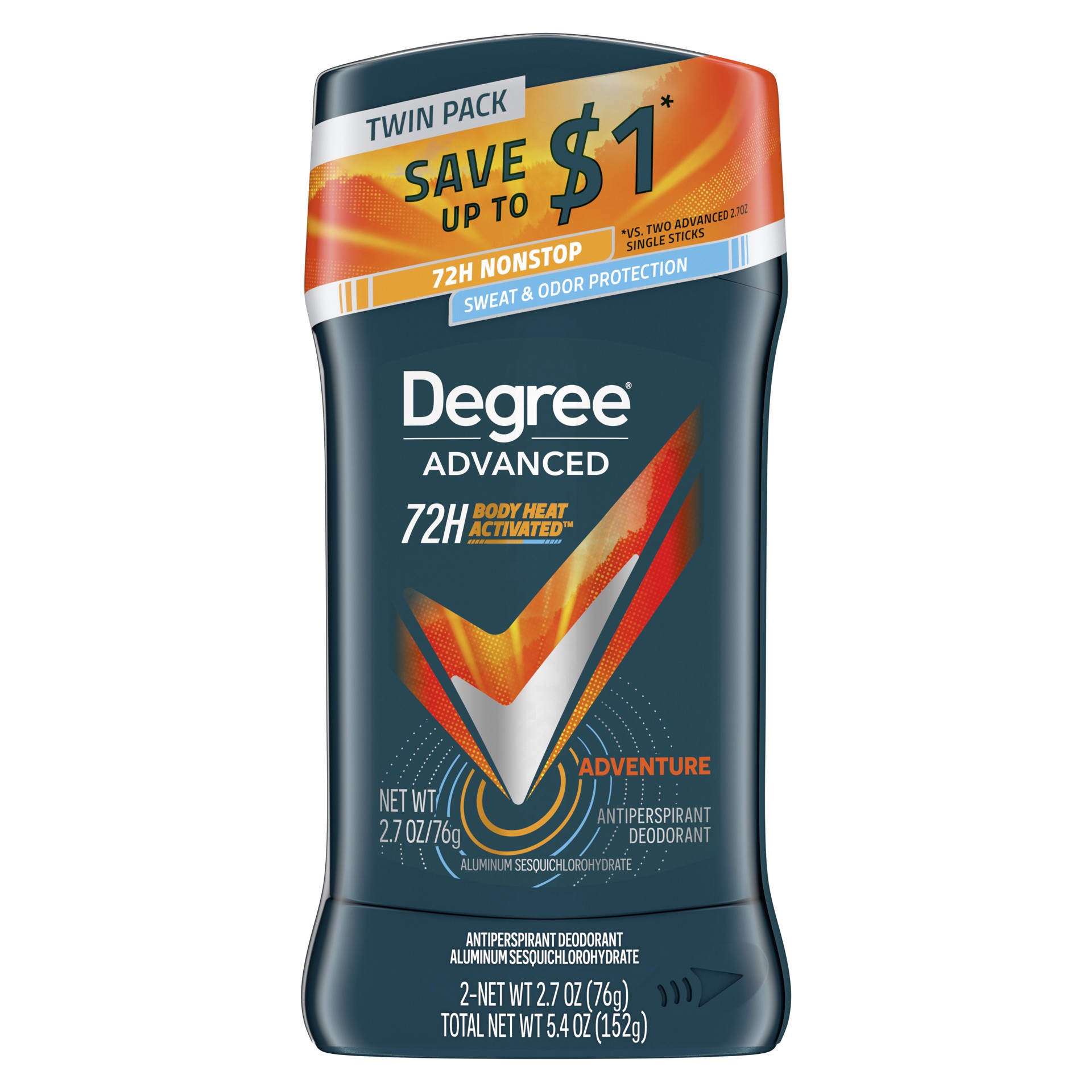 slide 1 of 11, Degree Antiperspirant Deodorant Adventure, 2.7 oz, Twin Pack, 2.7 oz