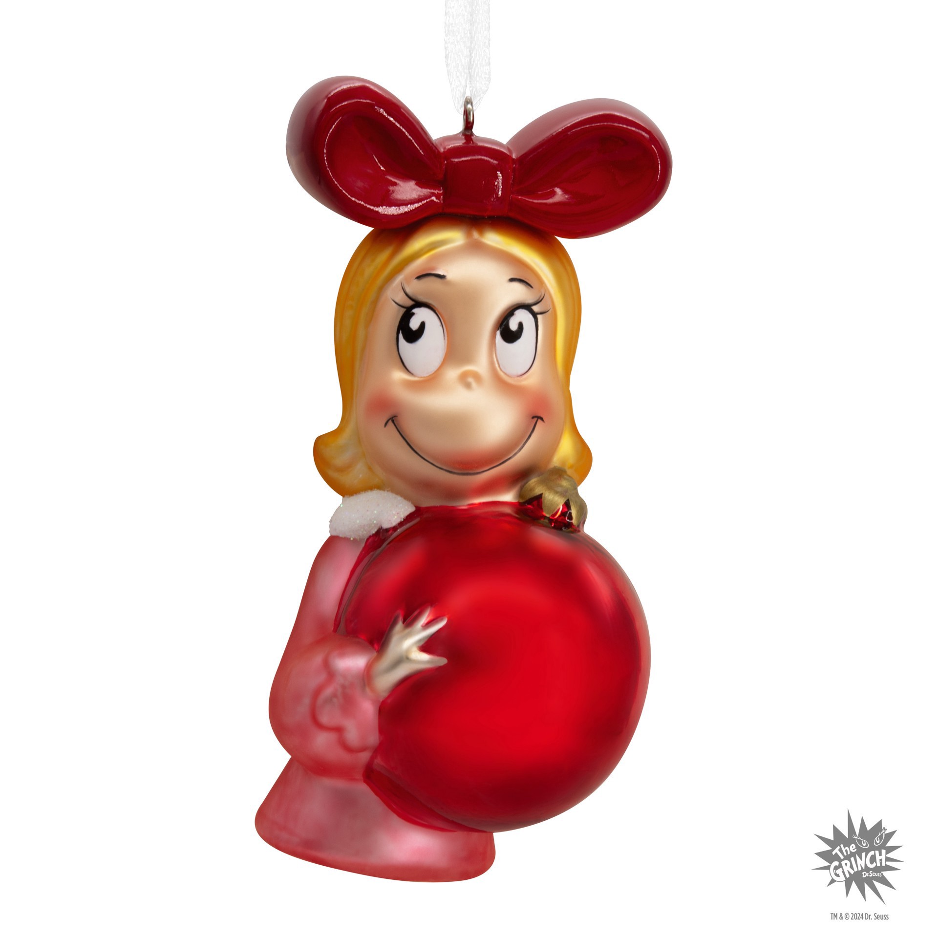 slide 3 of 5, Hallmark Dr. Seuss's How The Grinch Stole Christmas! 4" Cindy-Lou Who With Ornament Blown Glass Ornament, 75 in x 4 in x 2 in