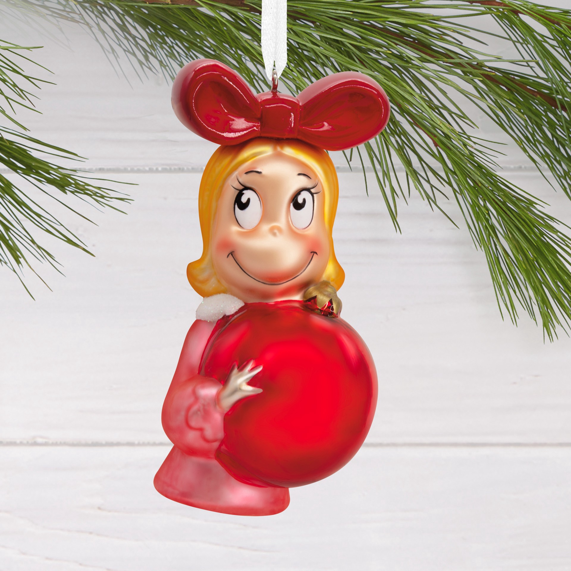 slide 4 of 5, Hallmark Dr. Seuss's How The Grinch Stole Christmas! 4" Cindy-Lou Who With Ornament Blown Glass Ornament, 75 in x 4 in x 2 in